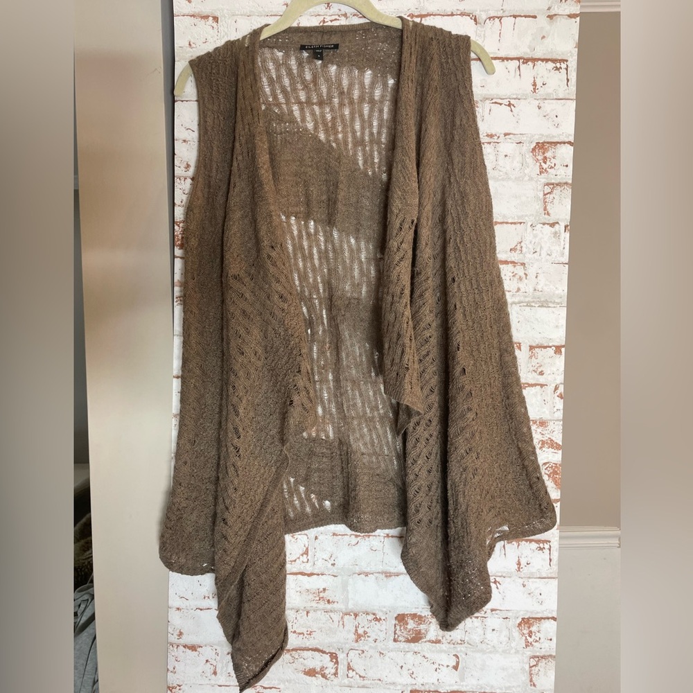 Eileen Fisher Baby Alpaca Open Knit Poncho SzS